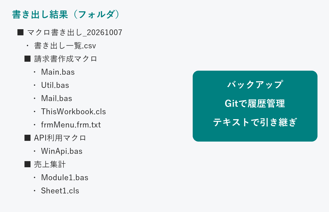 ブックごとのフォルダにモジュールを書き出し